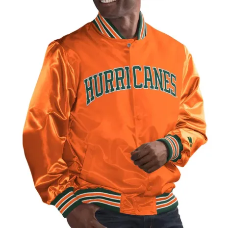 Miami-Hurricanes-Bomber-Orange-Satin-Jacket.webp