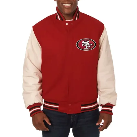 Scarlet-Cream-San-Francisco-49ers-Varsity-Jacket.webp