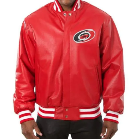 Varsity-Carolina-Hurricanes-Red-Leather-Jacket.webp