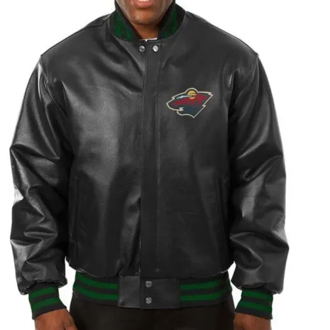 Varsity-Minnesota-Wild-Black-Leather-Jacket.webp