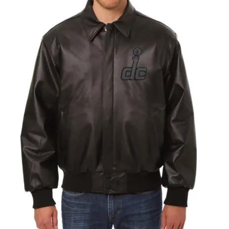 Washington-Wizards-Black-Printed-Leather-Jacket.webp
