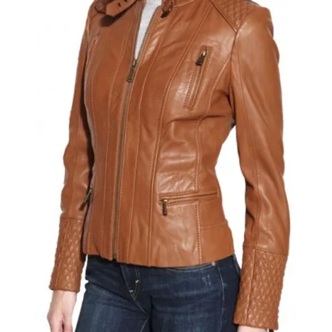 Women’s Brown Leather Motorcycle Jacket